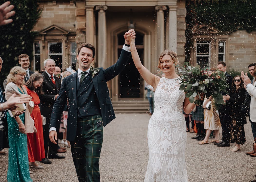 James and Lauren enjoy the confetti with guests